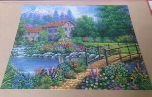 CEACO JIGSAW PUZZLE- COUNTRY COTTAGE, POND, SWAN- ARTURO ZARRAGA - 550 PC